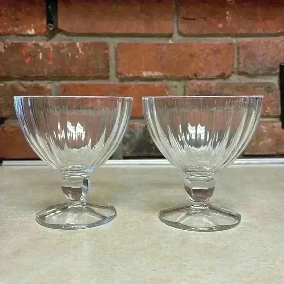 Cristal D'Arques-Durand 2 Ice Cream/Dessert Bowls Pattern Is "Quadro" No… - Picture 10 of 10